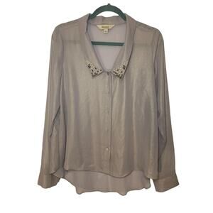 Decree Champagne Semi Sheer Blouse, Size L